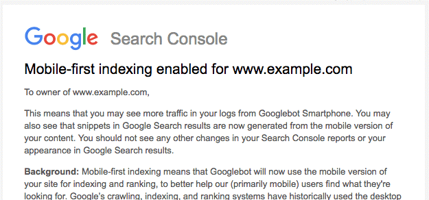 Search console notification